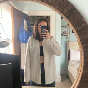 Aritzia Heather Grey Button Up